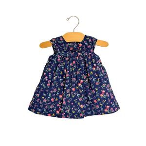 Janie and Jack Baby Girl Navy Blue Floral Cotton Sleeveless Dress 3-6 Months